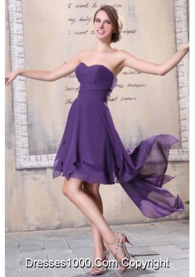 Sweetheart High-low Chiffon Empire Purple Prom Dress for Girls