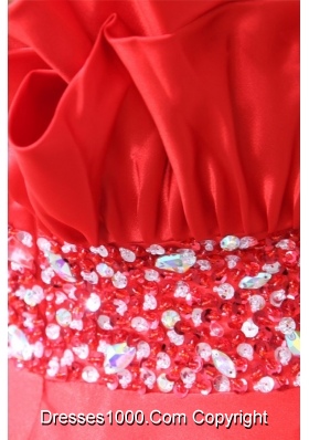 Unique Design Red Empire Beading Prom Evening Dress With Straps