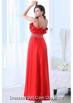 Unique Design Red Empire Beading Prom Evening Dress With Straps