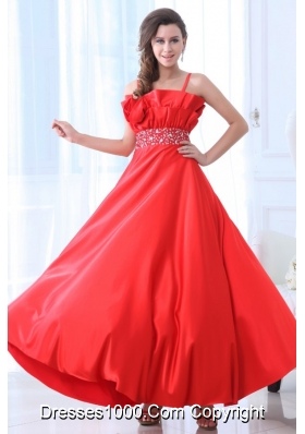 Unique Design Red Empire Beading Prom Evening Dress With Straps