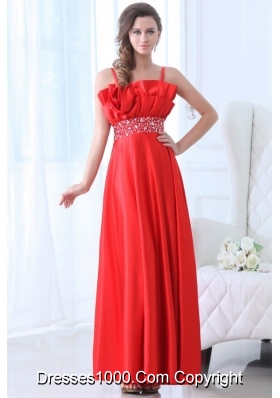 Unique Design Red Empire Beading Prom Evening Dress With Straps