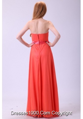 Watermelon Strapless Empire Chiffon Beading Long Prom Dress