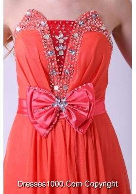 Watermelon Strapless Empire Chiffon Beading Long Prom Dress