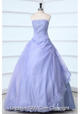 Classical Strapless Appliques Over-lay Quinceanera Dress with Corset Back