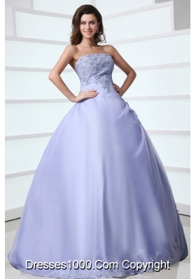 Classical Strapless Appliques Over-lay Quinceanera Dress with Corset Back