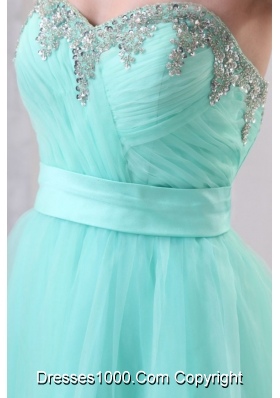 Mint Green Sweetheart Beaded Organza Prom Dress for Girls