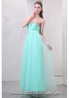 Mint Green Sweetheart Beaded Organza Prom Dress for Girls