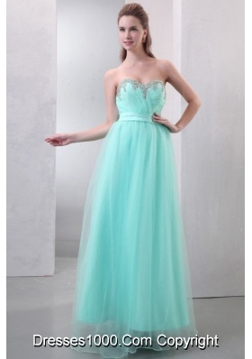 Mint Green Sweetheart Beaded Organza Prom Dress for Girls