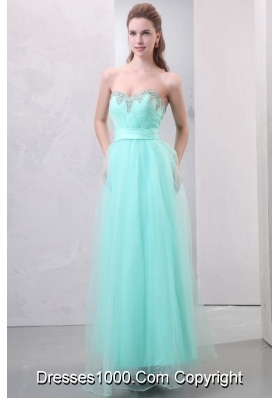 Mint Green Sweetheart Beaded Organza Prom Dress for Girls