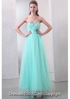Mint Green Sweetheart Beaded Organza Prom Dress for Girls