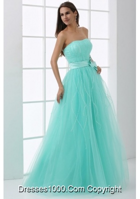 Strapless Mint Green Prom Pageant Dress with Bowknot