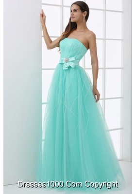 Strapless Mint Green Prom Pageant Dress with Bowknot