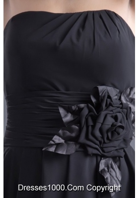 Gorgeous Short Black Prom Dress with Handmade Flowers