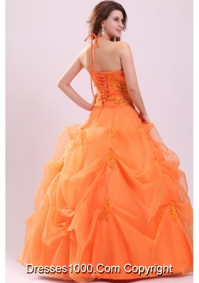 High Neck Beaded Appliques and Pick Ups Quinceanera Dresses