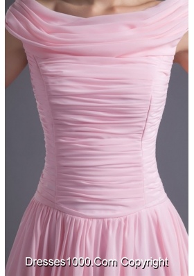 Cute Baby Pink Bateau Knee-length Chiffon Dress for Prom