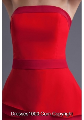 2014 Cute Mini-length Cocktail Dress in Red with Strapless Neck