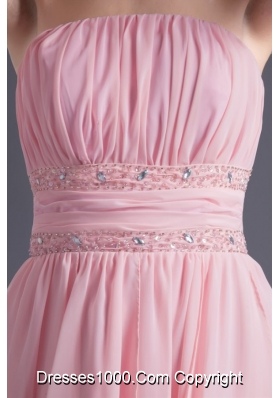 Lovely Empire Strapless Pink High-low Prom Gowns in Chiffon