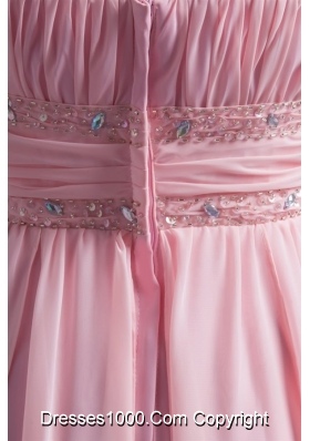 Lovely Empire Strapless Pink High-low Prom Gowns in Chiffon