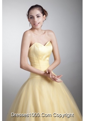 Dreamy Light Yellow Sweetheart Floor-length Quinceanera Prom Dresses