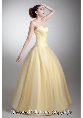 Dreamy Light Yellow Sweetheart Floor-length Quinceanera Prom Dresses