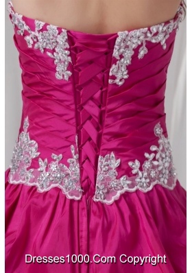 Sweetheart Fuchsia Taffeta Tiered Floor-length Quinceanera Gowns