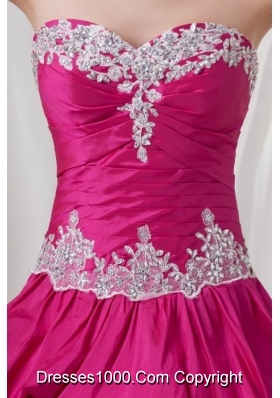 Sweetheart Fuchsia Taffeta Tiered Floor-length Quinceanera Gowns