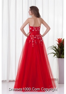 2014 Sweetheart Beaded Floor-length Red Prom Dress