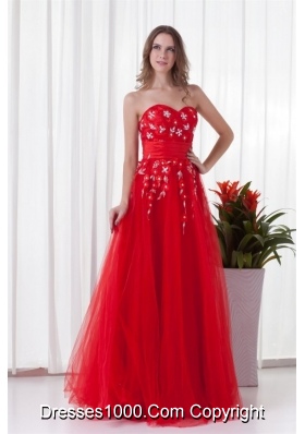 2014 Sweetheart Beaded Floor-length Red Prom Dress