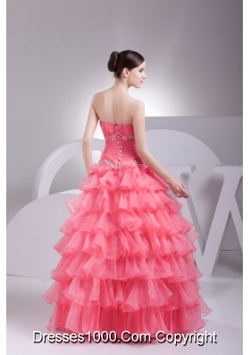 Ruche and Appliques Ruffled Layers Organza Quinceanera Gowns