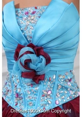 Lovely Aqua Blue Strapless Quinceanera Gowns with Rhinestones