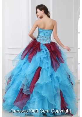 Lovely Aqua Blue Strapless Quinceanera Gowns with Rhinestones