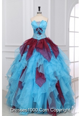 Lovely Aqua Blue Strapless Quinceanera Gowns with Rhinestones