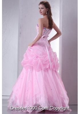 Baby Pink Pick Ups and Beading Organza Quinceanera Dress