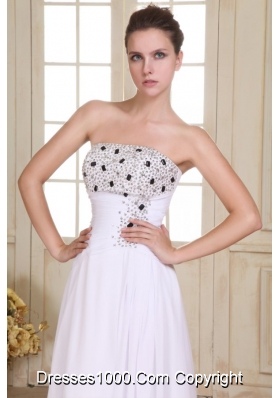 Beaded and Ruched Empire Homecoming Dresses in Floor-length