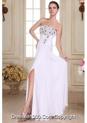 Beaded and Ruched Empire Homecoming Dresses in Floor-length