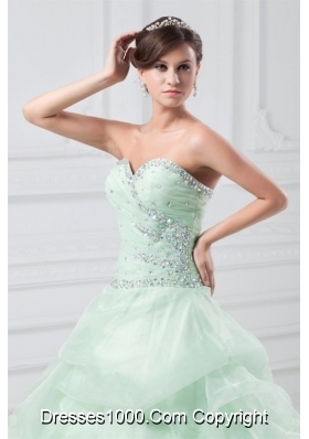 Mint Green Sweetheart Organza Ball Gown Floor-length Sweet 15 Dresses