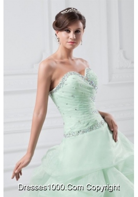 Mint Green Sweetheart Organza Ball Gown Floor-length Sweet 15 Dresses