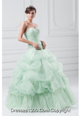 Mint Green Sweetheart Organza Ball Gown Floor-length Sweet 15 Dresses