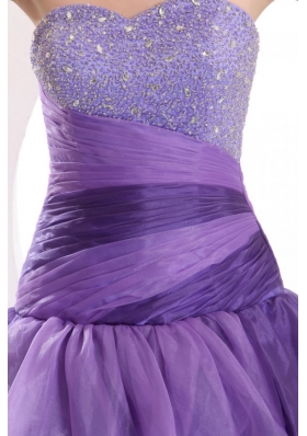 Purple Princess Ruffled Layers Sweet 15 Dresses with Sequin Bust