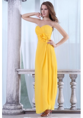 On Sale Empire Sweetheart Zipper-up Yellow Prom Dress in Chiffon