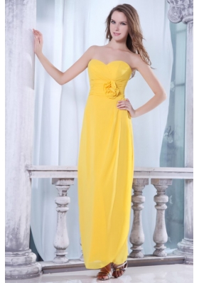 On Sale Empire Sweetheart Zipper-up Yellow Prom Dress in Chiffon