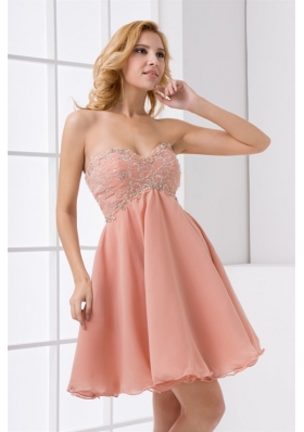 Pretty Sweetheart Beaded Mini-length Chiffon Prom Dress