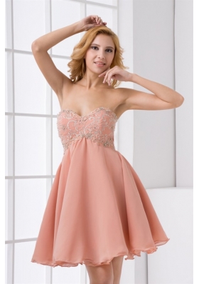 Pretty Sweetheart Beaded Mini-length Chiffon Prom Dress