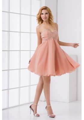 Pretty Sweetheart Beaded Mini-length Chiffon Prom Dress
