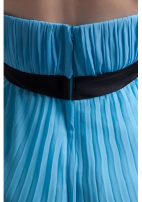 Strapless Pleated Chiffon Mini Aqua Blue Prom Dresses