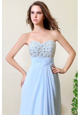 Newest Baby Blue Empire Sweetheart Chiffon Prom Dress with Stones