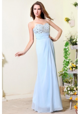 Newest Baby Blue Empire Sweetheart Chiffon Prom Dress with Stones