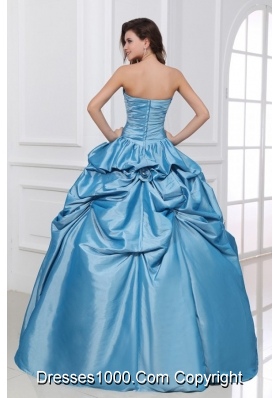 Sweetheart Taffeta Quinceanera Dress with Hand Made Flowers in Blue