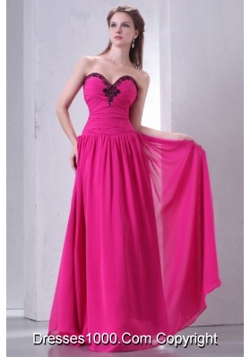 Latest Hot Pink Sweetheart Prom Gown with Beading and Ruching