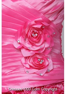 Unique One Shoulder Hot Pink Ruffled Zipper-up Quinceanera Dresses